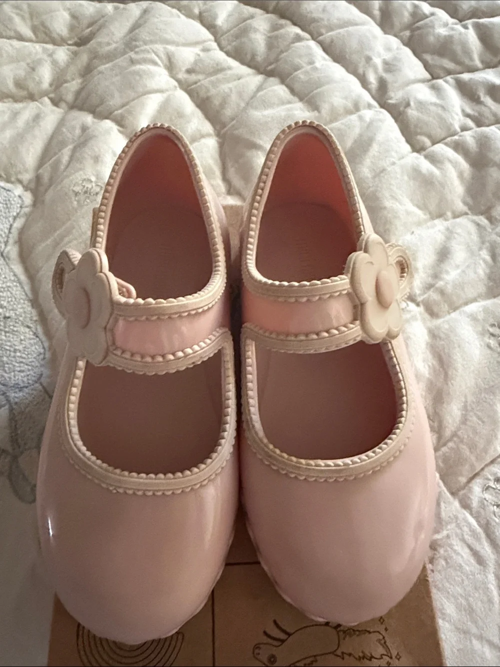 Mini Melissa Girls' Blush Pink Flower Mary Jane Shoes